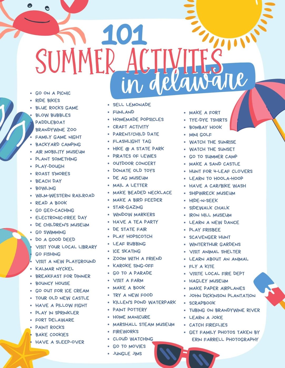 101 Summer Activities to do with your Kids in Delaware